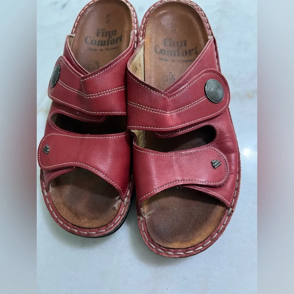 Finn Comfort Women Shoe Soft Sansibar Size 10 EUR 41 Red Sandal Pre Owned - Picture 5 of 6